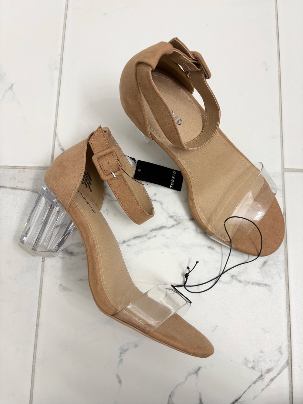 Torrid Translucent Block Heel Sandal 10WW Extra Wide Width Nude NWT